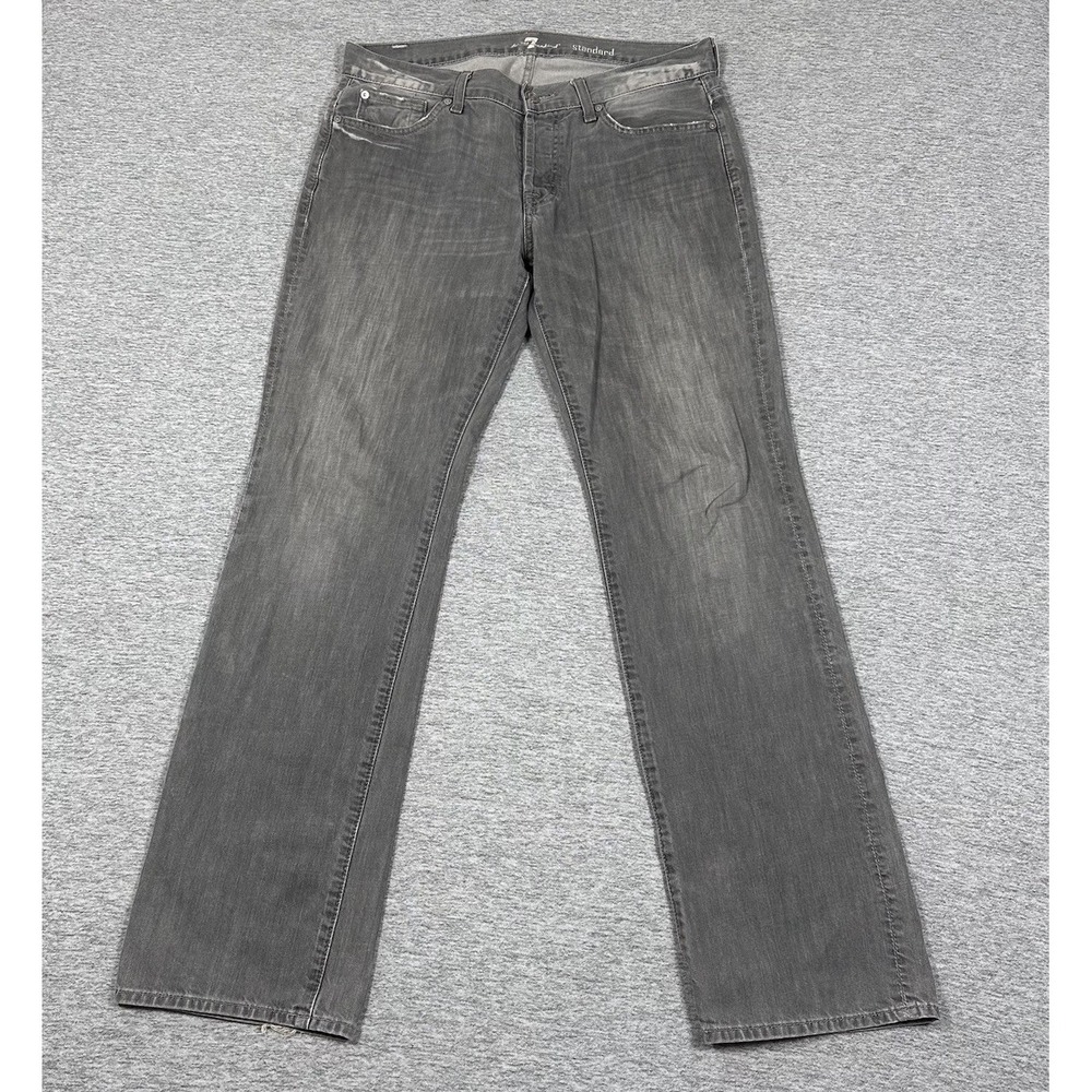 7 For All Mankind Jeans Mens 33x34 Gray Denim Standard Straight 5-Pocket